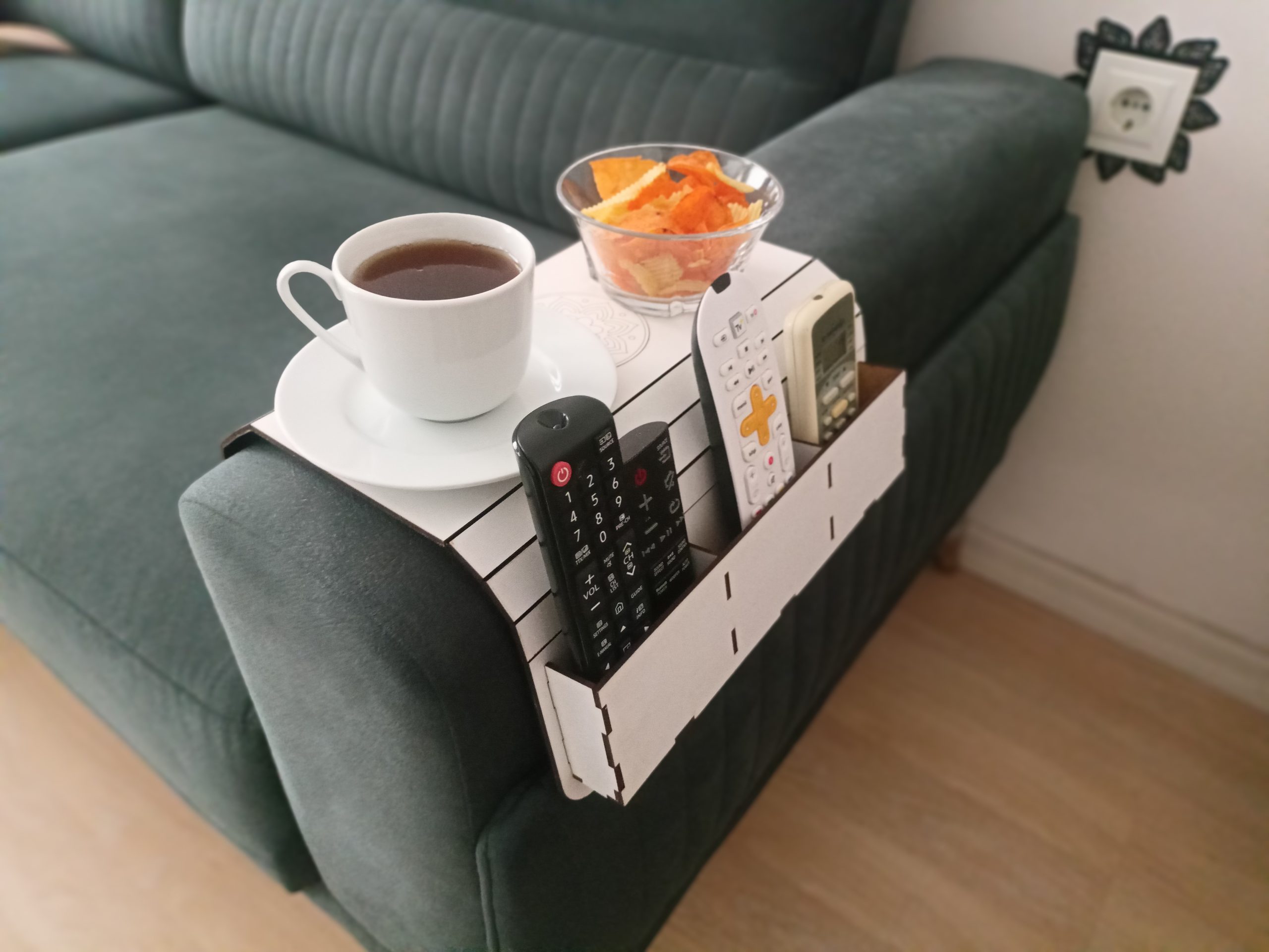 Koltuk Başı Sehpası Kumanda Cepli – Beyaz - Görsel 2